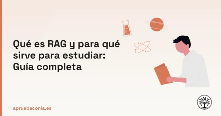 Ilustración de estudiante analizando datos científicos sobre qué es RAG y para qué sirve para estudiar con IA.
