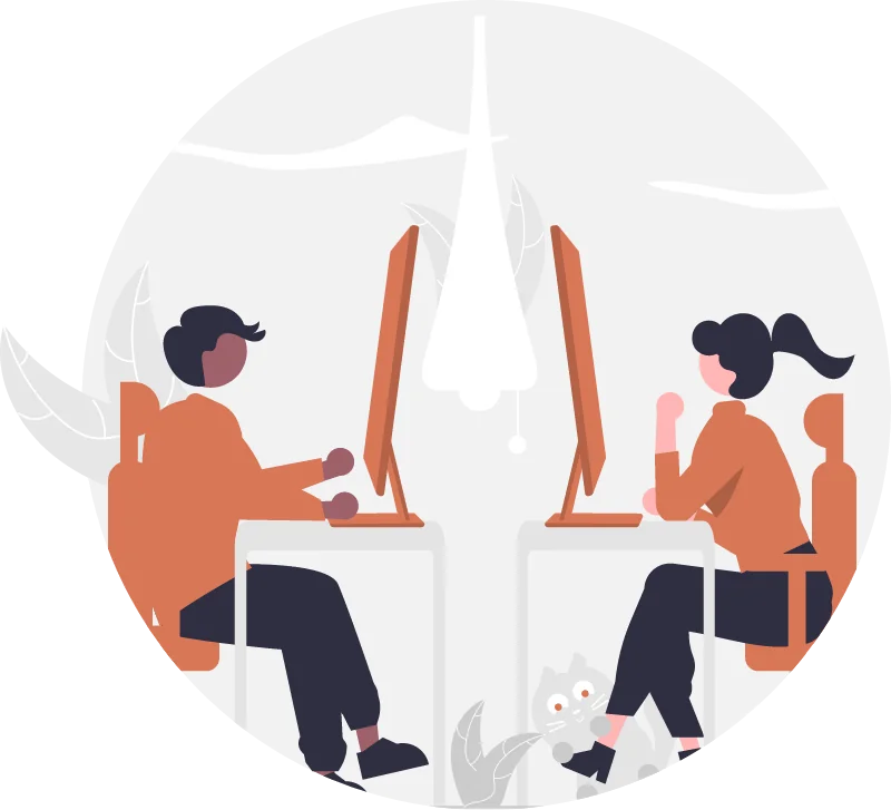 Ilustración de trabajo colaborativo resolviendo dudas frecuentes sobre salud laboral EIR.