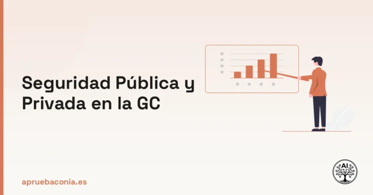 Ilustración de una estrategia de estudio sobre seguridad pública y seguridad privada para la Guardia Civil.