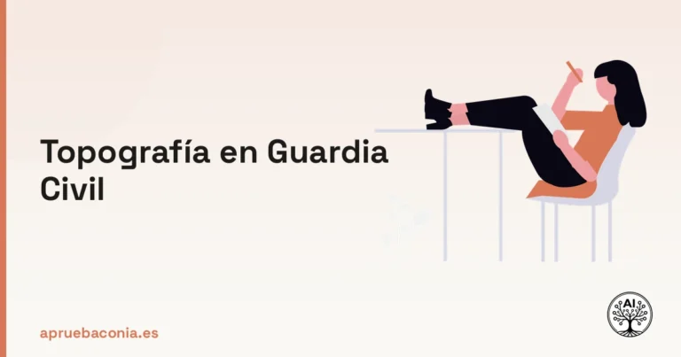 Ilustración de un opositor preparando el examen de topografía para ingresar en la Guardia Civil.