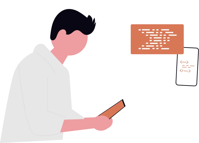 Programador revisando código en un dispositivo móvil para evitar errores al delegar tareas a una IA.