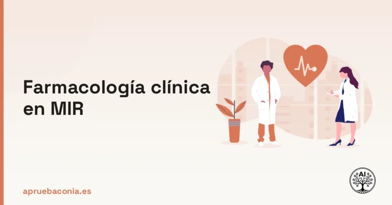 Ilustración de elementos médicos y fármacos para la guía de farmacología clínica en el examen MIR.