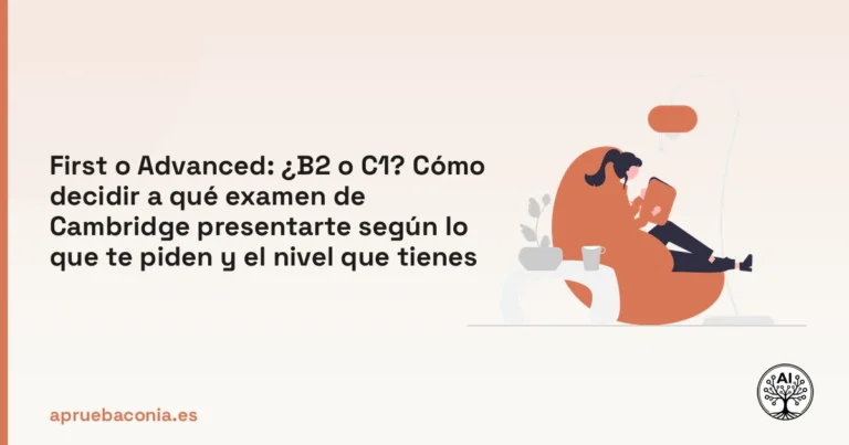 Ilustración de una persona leyendo para decidir entre los exámenes First o Advanced de Cambridge.