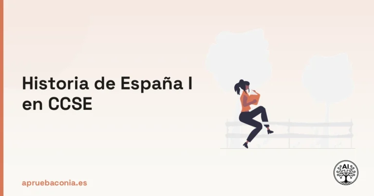 Ilustración de una persona leyendo sobre Historia de España I para preparar el examen CCSE.