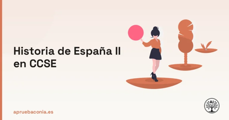 Persona ascendiendo peldaños hacia el éxito en el examen de Historia de España II del CCSE.