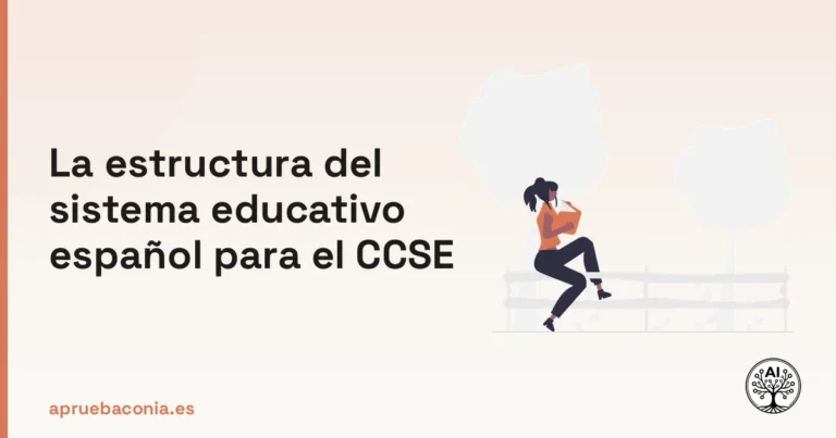 Ilustración de una persona leyendo sobre la estructura del sistema educativo español para el examen CCSE.