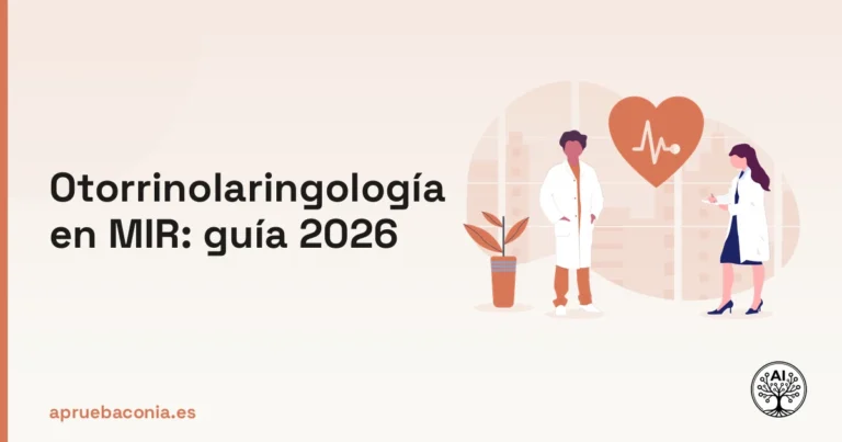 Ilustración médica sobre otorrinolaringología para la preparación del examen MIR 2026.