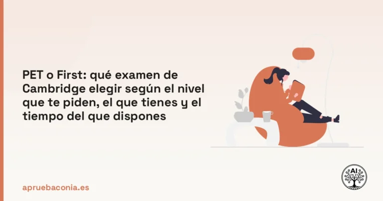 Ilustración de una persona leyendo para elegir entre el examen PET o First de Cambridge.