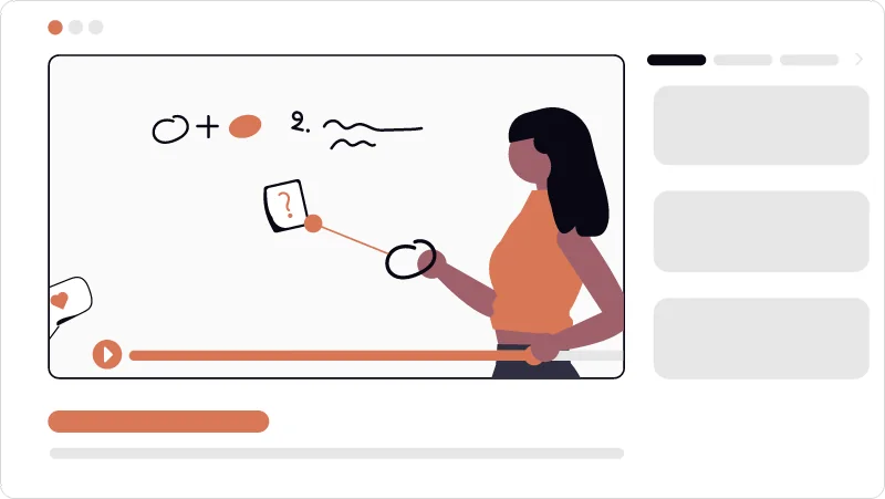 Dibujo de una interfaz de vídeo resolviendo dudas comunes sobre la acción de tutoría en Primaria.